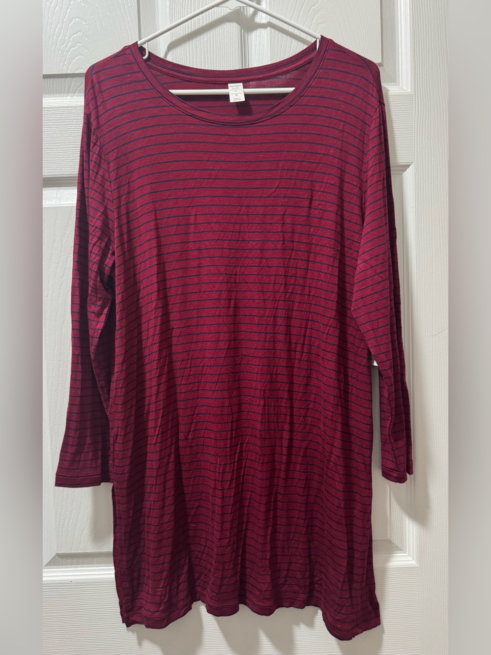 Old Navy Maroon and Navy Striped Long Sleeve Tee
